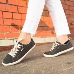 Taos Star Charcoal Gray Lace-Up Low Top Casual Canvas Sneakers Women US 8 Boho‎